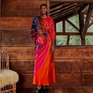 Farm Rio Vintage Wave Circle Cut-Out Midi Dress